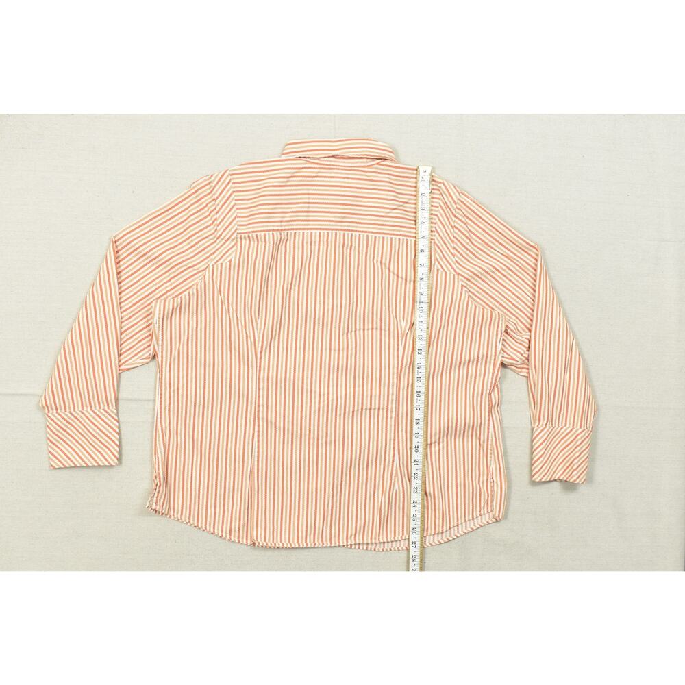 Tommy Hilfiger Woman Size 20 Button Down Shirt Orange White Vertical Stripe Seer - Picture 3 of 8